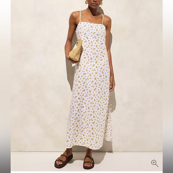 J.Crew Linen-cotton blend tie-back midi dress - Picture 1 of 8